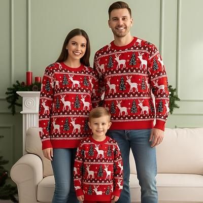 Renna Rudolph Brutto maglione di Natale Maglione Unisex Natale Maglioni di Natale brutti per coppie e famiglie Adulti Bambini Natale Capodanno Top