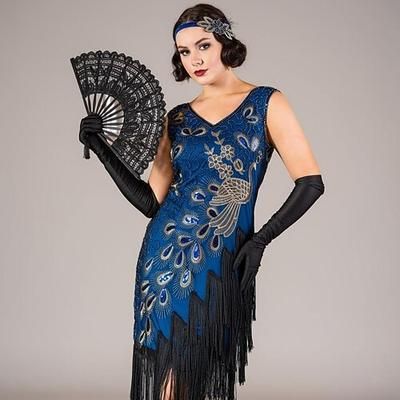 Anni Ruggenti Anni 1920 Lunghezza al ginocchio Abito Flapper Senza maniche Il grande Gatsby Paillettes Frange Scollo a V Costume Per donna Natale Carnevale speakeasy Mascherata Festa a tema retrò