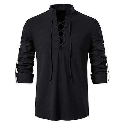 Medievale Rinascimento 17° secolo Camicia Pirata Vichingo Tinta unita Costume Per uomo Halloween Carnevale Casual Quotidiano Fiera Rinascimentale LARP Adulti Camicia Primavera Estate