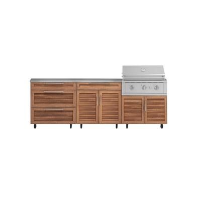 NewAge Outdoor Kitchens Stainless Steel 5-Piece Cabinet Set with Casters and 3 Drawer, Bar, Grill Cabinet, Performance Grill, Countertop