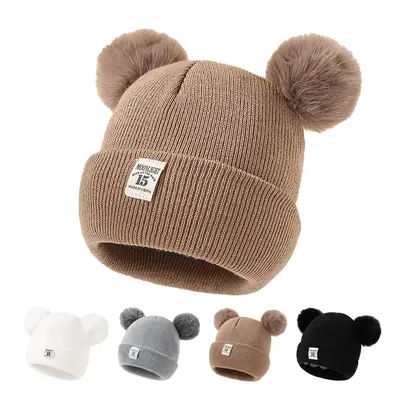 Casquettes pour enfants bébé laine chapeau enfants épais chapeaux chaud cache-oreilles hiver chaud tricot casquettes infantile enfant en bas âge casquette enfants Pom Pom chapeau