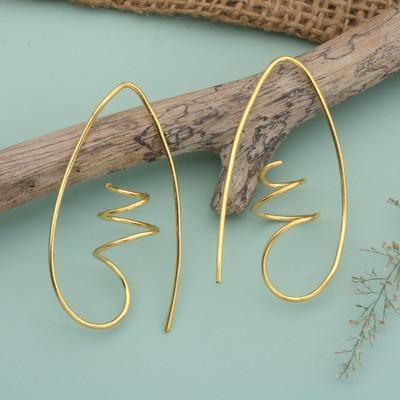 '18k Gold-Plated Half-Hoop Earrings in a High Polish Finish'