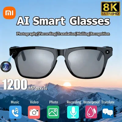 Xiaomi 8K AI Smart Glasses 1200MP HD Multifunctional Chat GPT Translate Camera Call Voice Bluetooth 5.3 Assistant Music Control