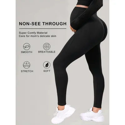 Women's Maternity Leggings with Pockets Over The Belly,Pregnancy Yoga Pants Activewear Workout Leggings