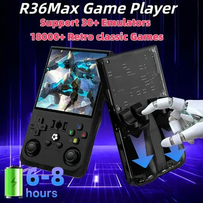 R36Max Handheld Game Players Support 18000+ Games 30+ Emulators Sony PSP NS FC Pokémon 4000mAh 4in IPS HD Screen Wifi Connection