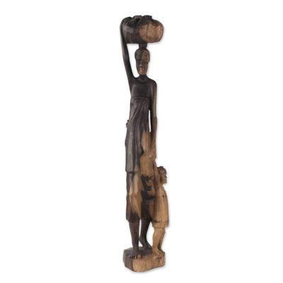 Returnees,'Ebony Wood Mother and Child Sculpture from Ghana'