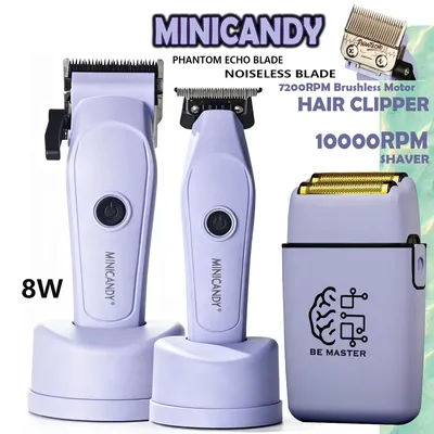JUCAI MINICANDY 7200RPM Brushless Motor Professional Hair Clipper Noiseless Blade Purple Trimmer Shaver for Man Barber Shop