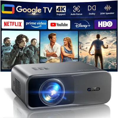 WIMIUS 1200 ANSI Google TV Projector 4K Support FHD 1080P Beam Mini Projectors for Movies Home Theater WiFi BT5.2 Laser Beamer