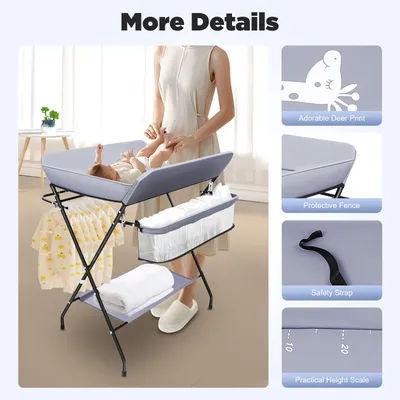 Baby Changing Table,3in1 Changing Mat Nursery Changing Station Foldable Nursery Changing Table Bath Mat w/Unit Storage Bags