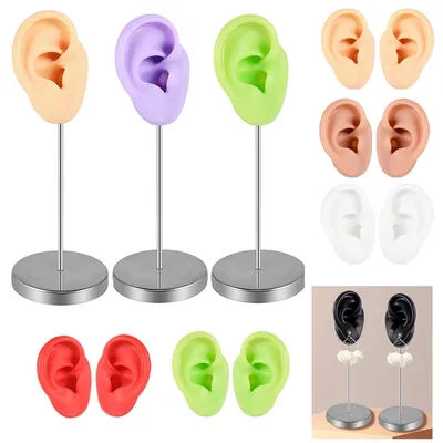 1PC Flexible Silicone Ear Model for Piercing Left and Right Human Ear Molds Jewelry With Exhibits Props