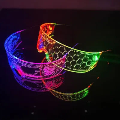 Lunettes Cyberpunk futuristes lumineuses, verres à changement de couleur, lunettes clignotantes cool pour hommes et femmes, fournitures cospaly pour boîte de nuit