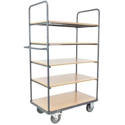 Chariot 5 Plateaux Bois 1200x800 Mm - 500 Kg - Roues Tpr - Manutan Expert