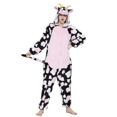 Costume di Carnevale Pigiama Kigurumi Costume di Gruppo Costume tutina Fantasia animale Cow Caldo Comodo Con cappuccio Pile Adulti Per uomo Per donna Unisex Halloween Carnevale Feste Performance