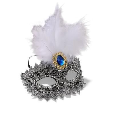 Maschera da Carnevale Veneziana Verde con Piume per Donne - Accessorio per Costume di Carnevale Barocco di Lusso con Cristalli per Festival di Venezia Mardi Gras e Feste in Maschera