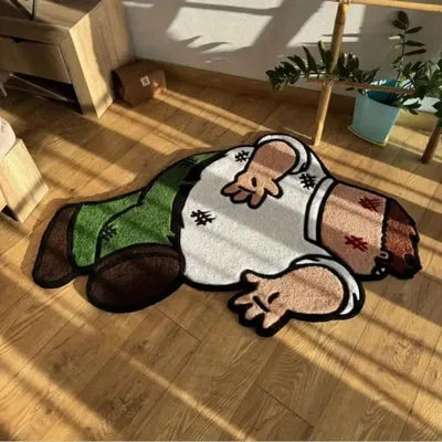 VIKAMA Cartoon-Shaped Carpet, Soft Bedroom Bedside Rug, Living Room Cloakroom Non-Slip Area Mat, Home Decoration