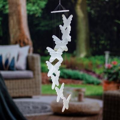 'Butterfly-Themed Artisan-Made White Onyx Mobile from Mexico'