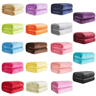 Coral Fleece Flannel Blankets for Beds Solid Blue Pink Soft Warm Thin Bedspread Sofa Cover Faux Fur Plaid Blanket