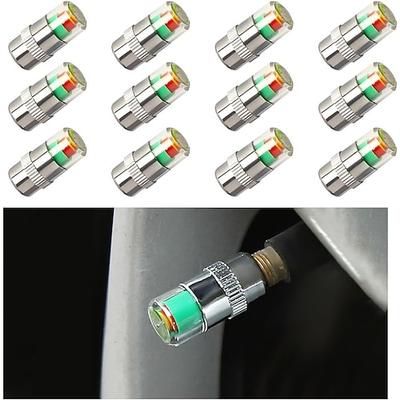 12 tappi per valvole di monitoraggio della pressione dei pneumatici per auto, indicatore del sensore dei tappi per valvole con avviso visivo a 3 colori, 2,4 bar 36 psi, tappi per valvole del manometro