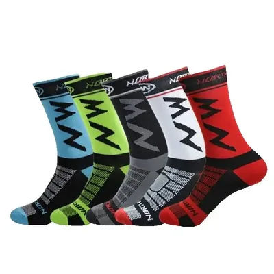 1/5Pairs Cycling Sports Socks Breathable Sweat-absorbent Basketball Socks Anti-Slip Quick-drying Outdoor Sports Running Socks