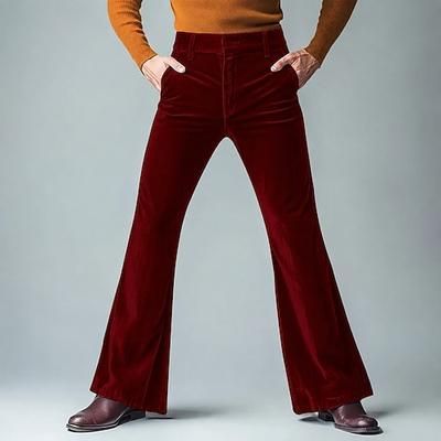 Retrò Vintage Hippie Anni '70 Pantaloni Pantaloni a zampa d'elefante Pantaloni a zampa Hippie Disco Tinta unica Costume Per uomo Halloween Carnevale Festival Musicale Feste Abbigliamento Quotidiano