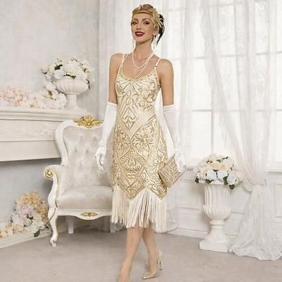 Anni Ruggenti Anni 1920 Lunghezza al ginocchio Vestito Nozze Addio al celibato Senza maniche Il grande Gatsby Invitato al matrimonio Paillettes Frangia con nappe Scollo Tondo Costume Per donna Natale