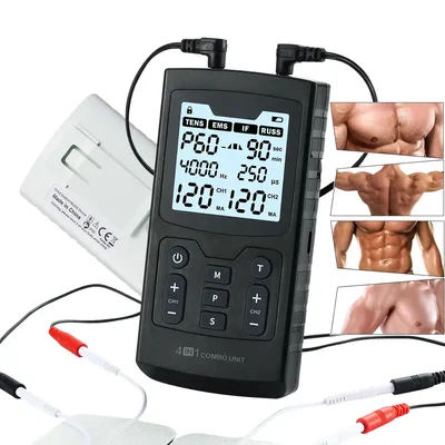 4 in 1 EMS IFT Electric Muscle Stimulator TENS Unit Adjustable Physiotherapy Pulse Massage for Abdominal Body Massager Therapy