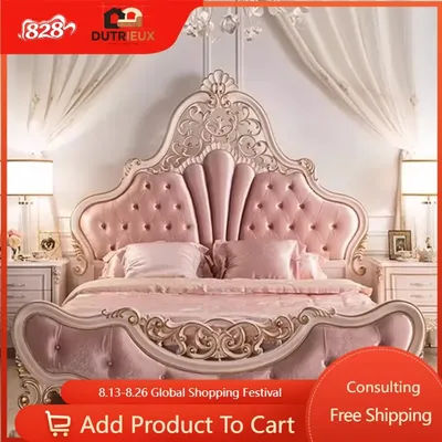 200×180cm Velvet Bedroom Beds Luxury High Headboard Princesse Wooden King Beds Double Modern Big Camas De Dormitorio Furniture