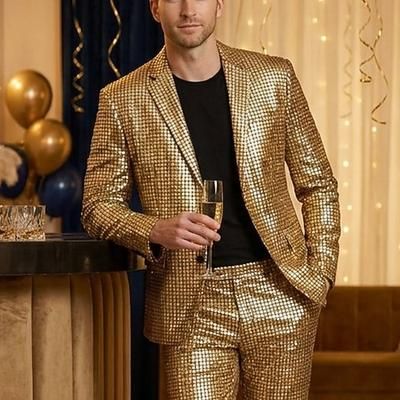 Disco Anni '80 Pantaloni Abiti Completi Blazer Costume Per uomo Costume di Carnevale Mascherata Club Feste Performance Adulti Cappotto Pantaloni
