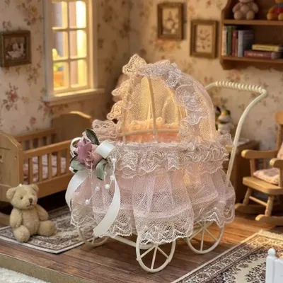 12cm Cute Mini Stroller for 3-4 Inch Reborn Dolls Exquisite Workmanship Premium Quality Choice for Doll Enthusiasts Ideal Gift