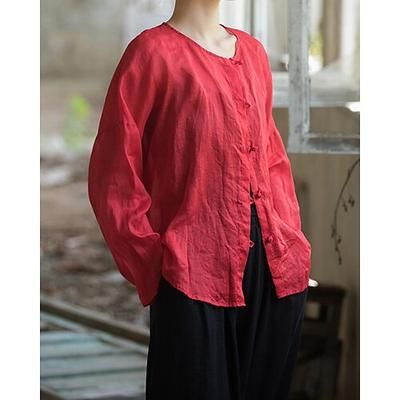 Camicie da donna in lino 100%, bluse con bottoni, tinta unita, vintage, eleganti, maniche lunghe, girocollo, top classici, per tutti i giorni, vacanze, uscite, nero, rosa, rosso, verde, estate, primavera