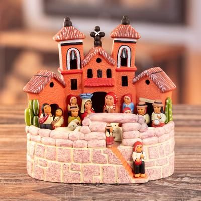 'Traditional Andean Folk Art-Themed Ceramic Nativity Scene'