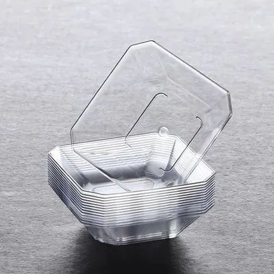50/100Pcs Mini Dessert Plates, Disposable Clear Plastic Trays, Party Serving Plates for Appetizer, Dessert, Fruit & Snack