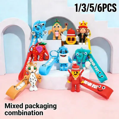 1/3/5/6PCS Anime STEAL A BRAINROT Blue Keychain Cute No. 67 Keychain Pendant Game Surrounding Blue No. 67 Toys Birthday Gifts