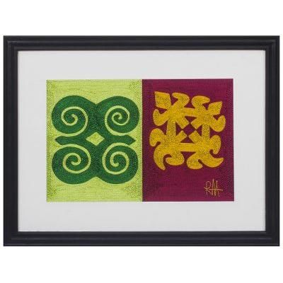 Adinkra Perfection,'Handmade Adinkra-Themed Silk Wall Art from Ghana'