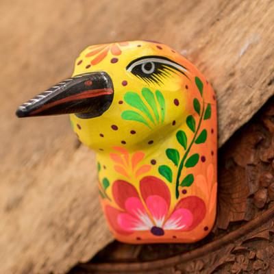 'Hummingbird-Themed Hand-Painted Reclaimed Wood Wall Mask'