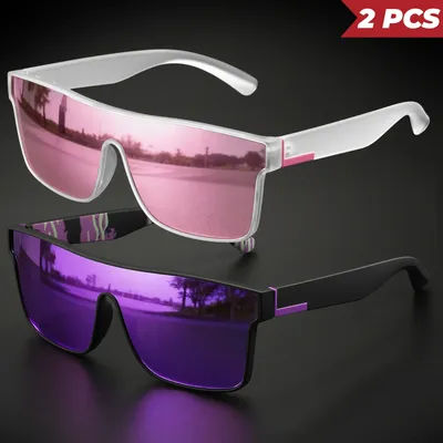 Lunettes de soleil de sport colorées classiques 2 pièces-lentille monobloc, UV400 unisexe pour l'extérieur, les voyages et le quotidien