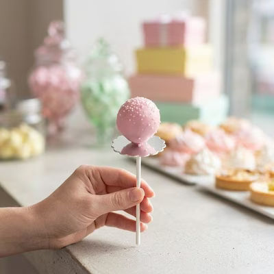 Glossy Silver Scalloped Cake Pop Plate 2" Round 50 pack CPP2S