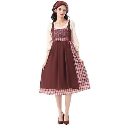 250° anniversario USA 19° secolo anni 1800 Abito da prateria Set cuffia e grembiule Lunghe Ragazza pioniera Coloniale Pioniere Guerra rivoluzionaria Costume Per donna Halloween Carnevale 4 luglio