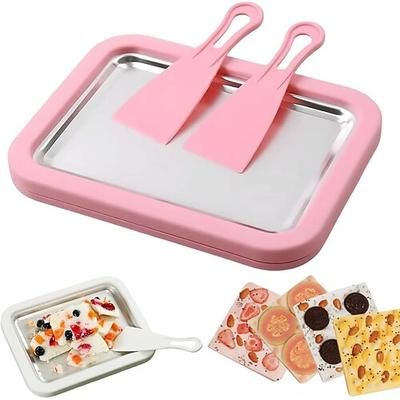 macchina per gelato arrotolato, macchina per gelato arrotolato per uso domestico con vassoio per congelamento istantaneo 2 raschietti, attività fai da te divertente per la famiglia, macchina per