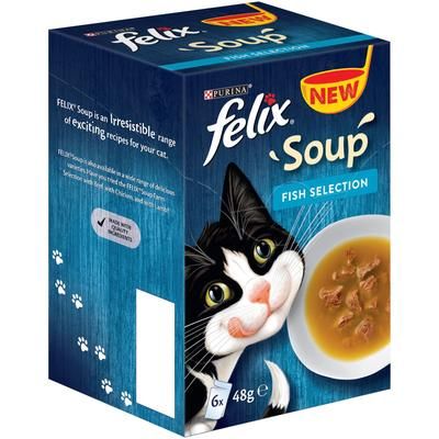 24 x 48g Fish Selection Felix Soup Wet Cat Food