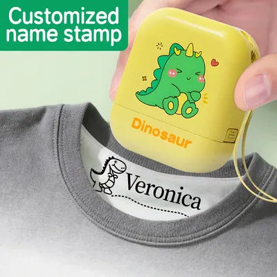 Personalized Kids Name Stamp Kit - Reusable Waterproof Self-Inking Seal for School Stationery & Teacher Gifts