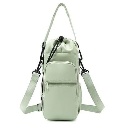 Borsa da donna in nylon impermeabile per borraccia con tasca per telefono, tracolla multicolore per fitness, sport, escursionismo e uso casual, tracolla regolabile e portabevande da viaggio.