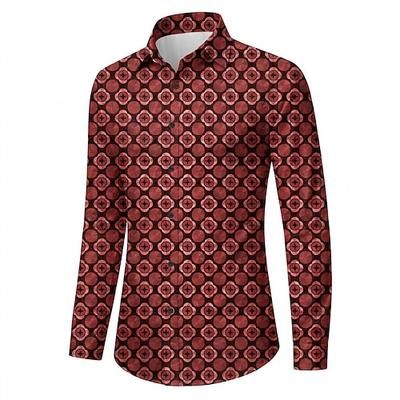 Retrò Vintage Anni '70 Camicia Camicia Aloha Lunghe Hippie Geometrico Costume Per uomo Mascherata Festival Musicale Feste Abbigliamento quotidiano Adulti Camicia