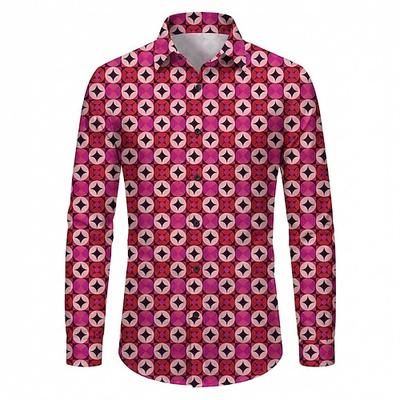 Retrò Vintage Anni '70 Camicia Camicia Aloha Lunghe Hippie Geometrico Costume Per uomo Mascherata Festival Musicale Feste Abbigliamento quotidiano Adulti Camicia