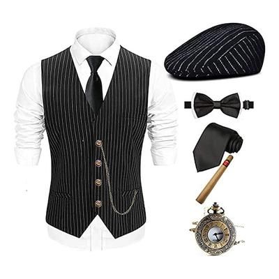Anni Ruggenti Anni 1920 Retrò Vintage Abiti Gilet Cappello Panama Il grande Gatsby Gentiluomo Gangster Moda Costume Per uomo Natale Halloween Carnevale Balli di fine anno Festival Adulti Cravatta