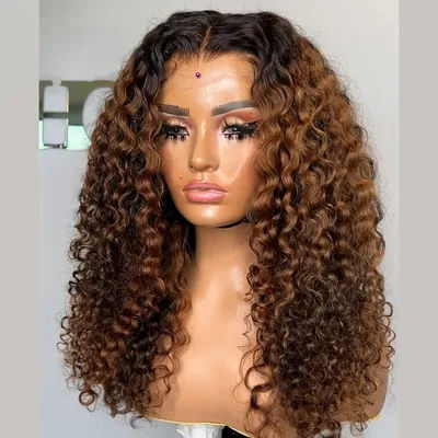 Preplucked 26inch Soft Lace Front Wigs Ombre Blonde Kinky Curly Synthetic For African Women Glueless Baby Hair Daily