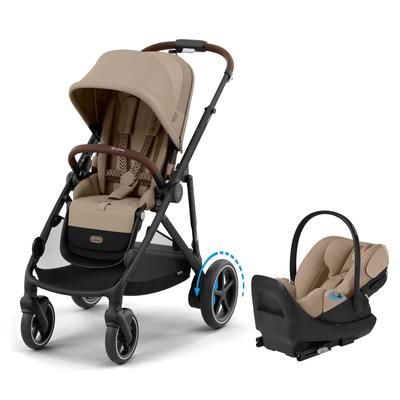 Cybex eGazelle S Stroller + Cloud G Pro Travel System Bundle - Black Frame / Almond Beige