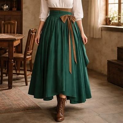 Vittoriano Medievale Rinascimento Lunghezza Tè Gonna Pirata Tinta unica Linea ad A Costume Per donna Costumi da pirata Halloween Carnevale Fiera Rinascimentale LARP Adulti Gonna