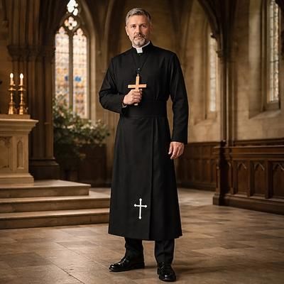 Retrò Vintage Religioso Medievale Vestaglia Lunghe Prete Costume Per uomo Halloween Carnevale Fiera Rinascimentale Festa a tema retrò Adulti Top