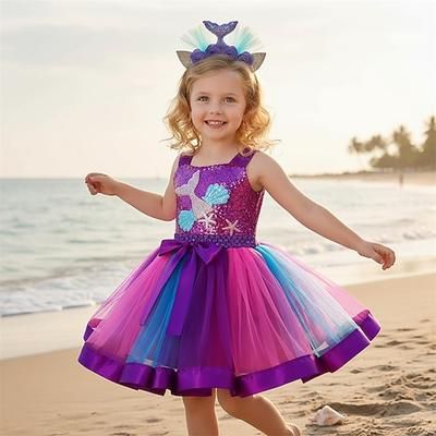 Sirena Principessa Vestito Costume per festa a tema Film Cosplay for Ragazze Bambini Halloween Mascherata Settimana del libro Feste Ferie Festival